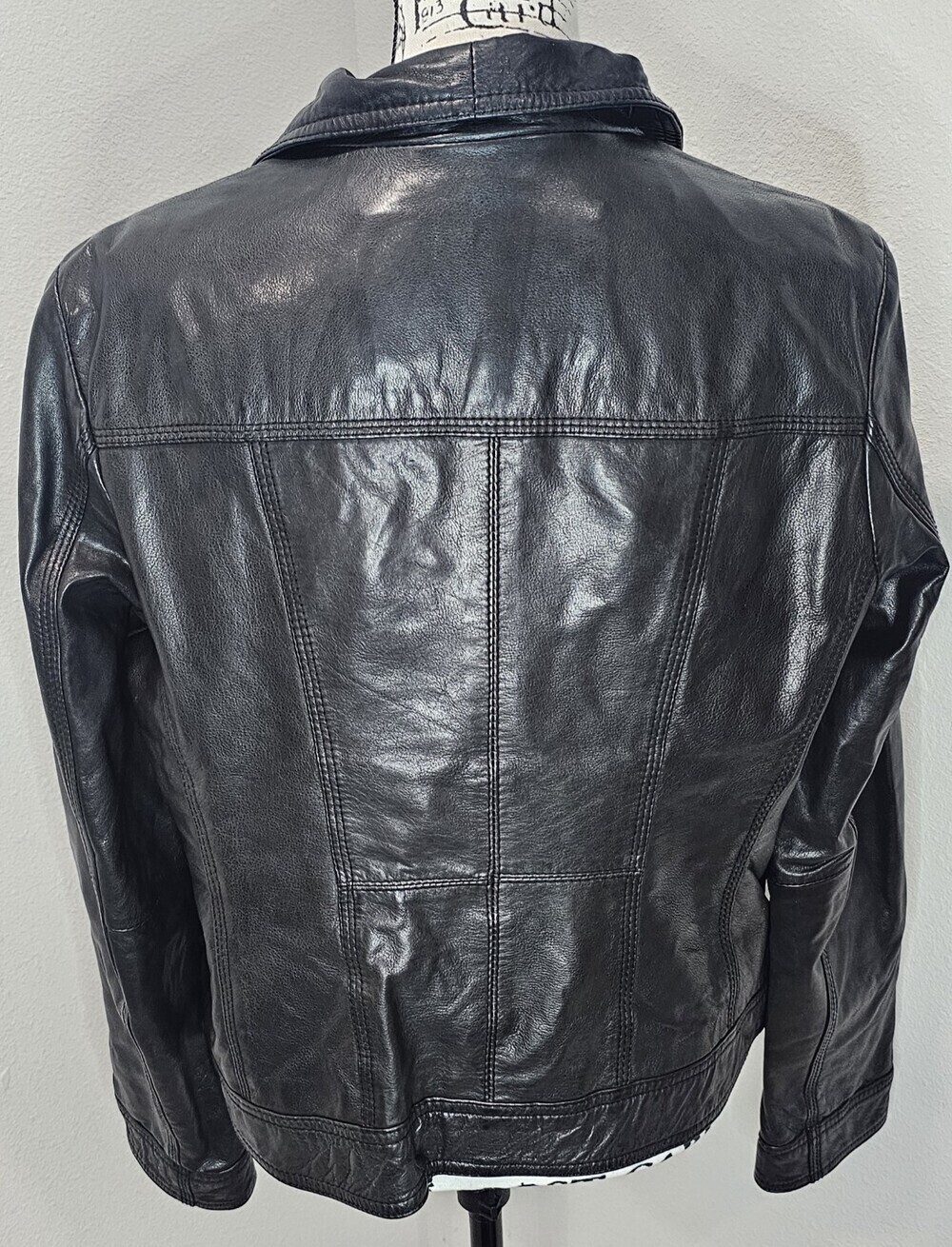 Vintage Y2K Guess Leather Moto Zip Jacket Pockets Size XL - Picture 3 of 12